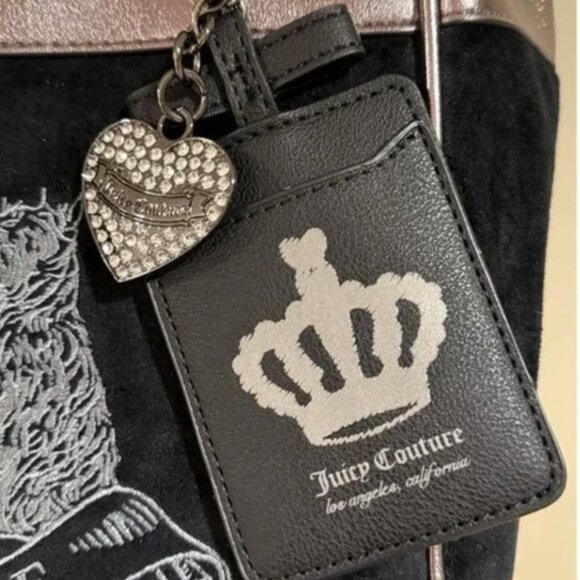 Juicy Couture Classic Scottie Dogs Tote Handbag Licorice Black Silver NWT - Picture 6 of 8